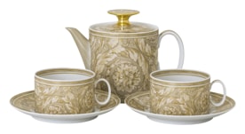 Versace, Barocco Beige, Teapot set with 2 tea cups and saucers