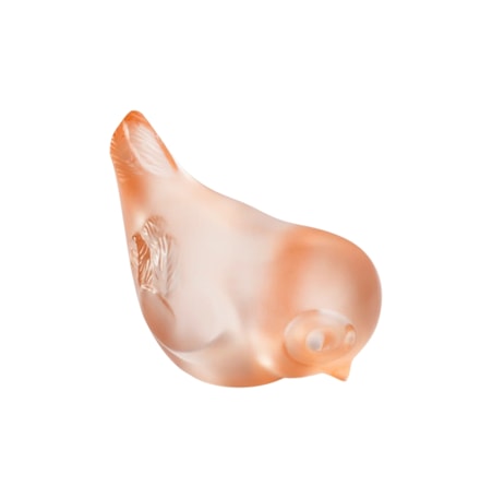 Lalique, Air Piou-Piou, Bird sculpture, head down, coral