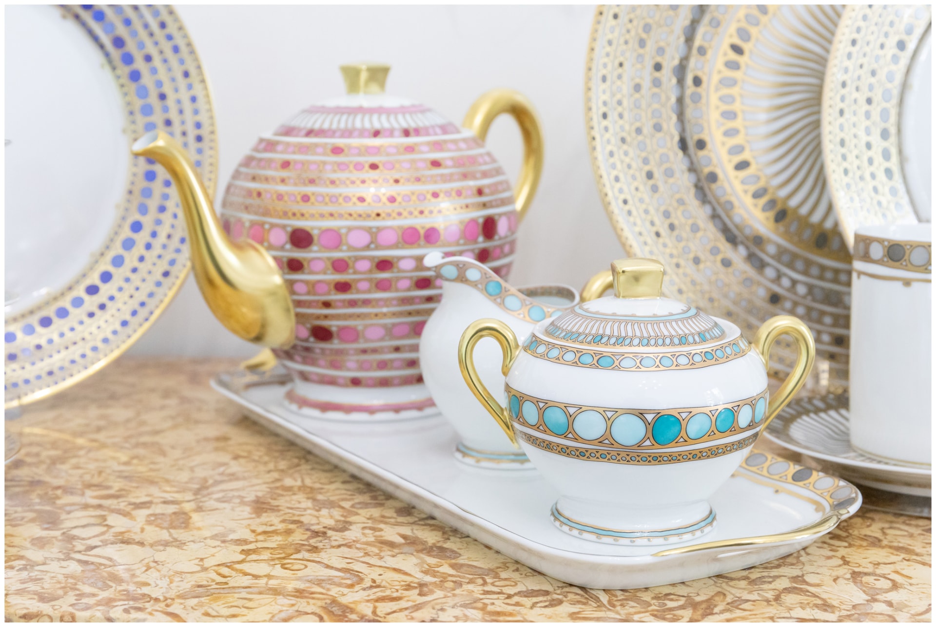 Robert Haviland & C. Parlon Syracuse Turquoise Breakfast set for 6 persons