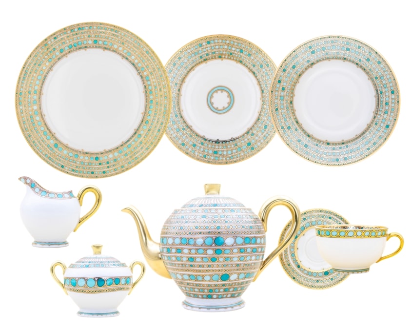 Robert Haviland & C. Parlon Syracuse Turquoise Essential set for 6 persons