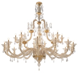 Venini, Art Light, Diamantei chandelier, gold leaf