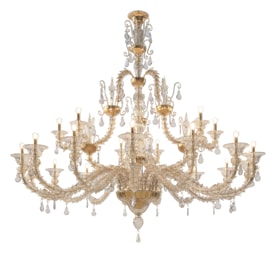 Venini, Art Light, Diamantei chandelier, gold leaf
