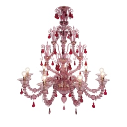 Venini, Art Light, Diamantei chandelier, amethyst and red