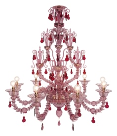 Venini, Art Light, Diamantei chandelier, amethyst and red