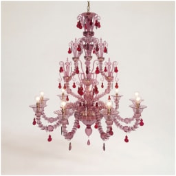 Venini, Art Light, Diamantei chandelier, amethyst and red