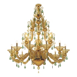Venini, Art Light, Diamantei chandelier, yellow and green