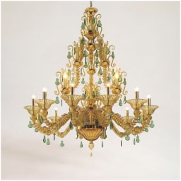 Venini, Art Light, Diamantei chandelier, yellow and green