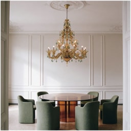 Venini, Art Light, Diamantei chandelier, yellow and green