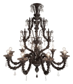 Venini, Art Light, Diamantei chandelier, gold leaf and grey