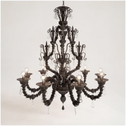 Venini, Art Light, Diamantei chandelier, gold leaf and grey