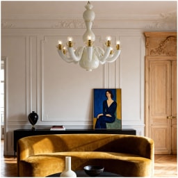 Venini, Art Light, Gio Ponti chandelier, white
