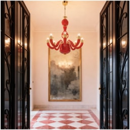 Venini, Art Light, Gio Ponti chandelier, coral