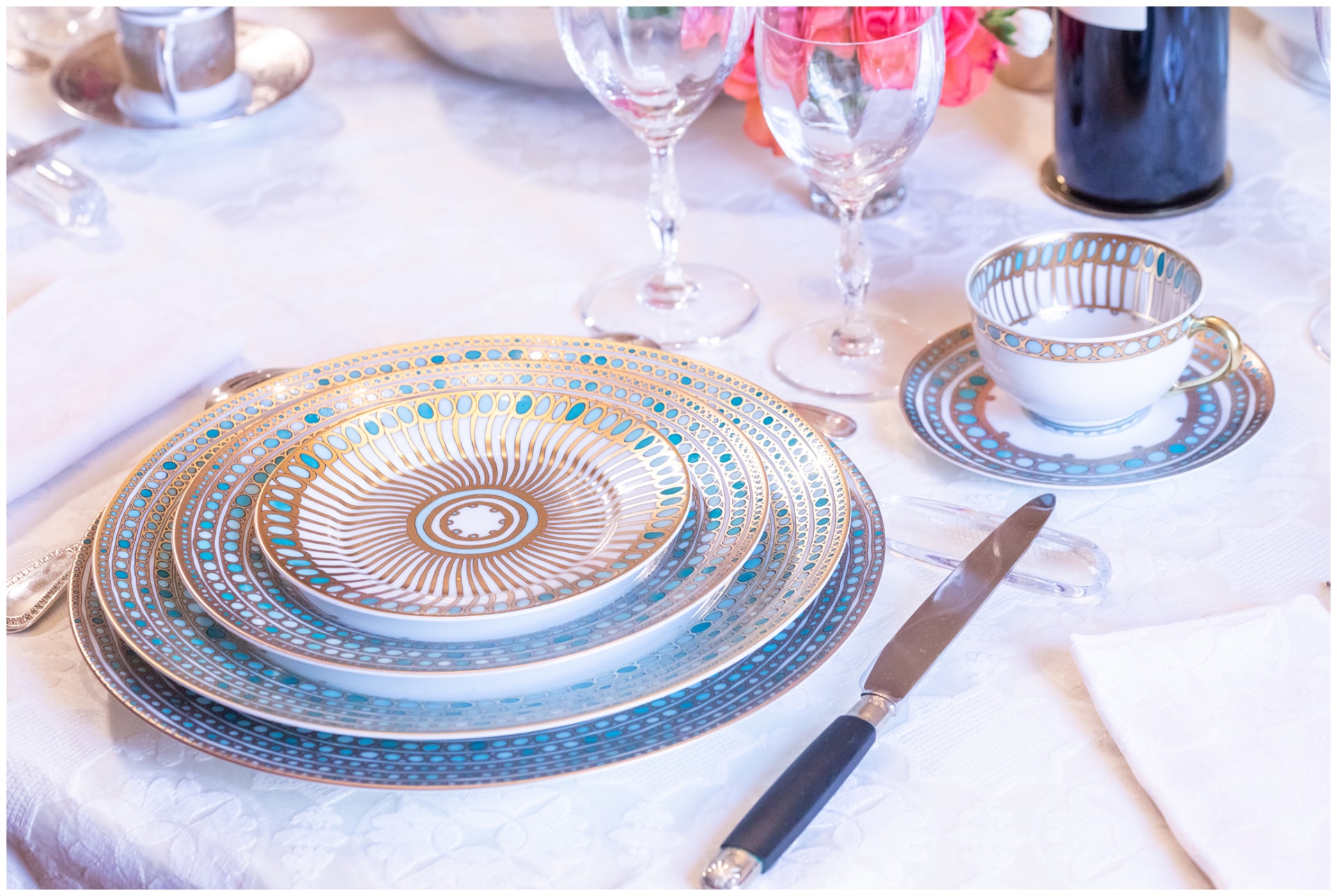 Robert Haviland & C. Parlon, Syracuse Turquoise, Grand dining set for 8 persons