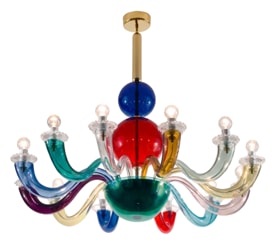 Venini, Art Light, Gio Ponti chandelier, multicolor