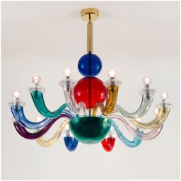 Venini, Art Light, Gio Ponti chandelier, multicolor