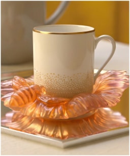 Daum, Or d'Abeille Tableware, Coffee cup and crystal saucer