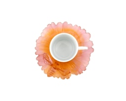 Daum, Or d'Abeille Tableware, Set of 2 coffee cups and crystal saucers