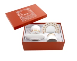 Daum, Or d'Abeille Tableware, Set of 2 tea cups and saucers