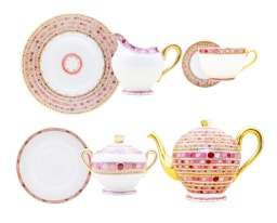 Robert Haviland & C. Parlon Syracuse Fuschia Breakfast set for 6 persons