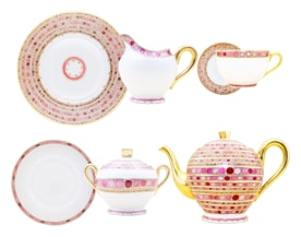 Robert Haviland & C. Parlon Syracuse Fuschia Breakfast set for 6 persons