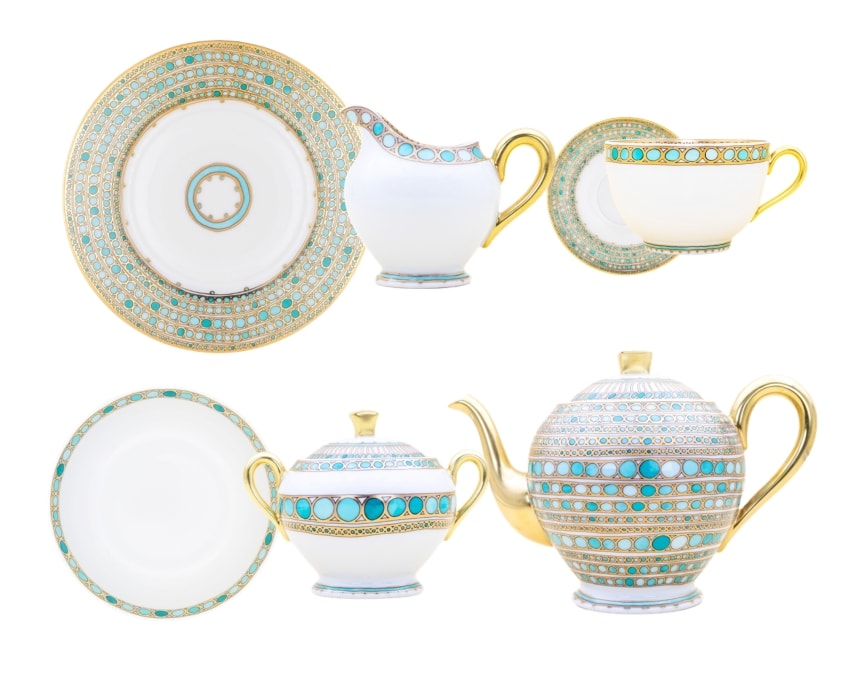Robert Haviland & C. Parlon Syracuse Turquoise Breakfast set for 6 persons