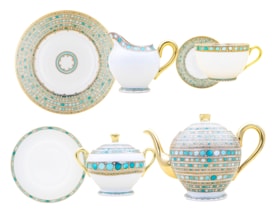 Robert Haviland & C. Parlon Syracuse Turquoise Breakfast set for 6 persons
