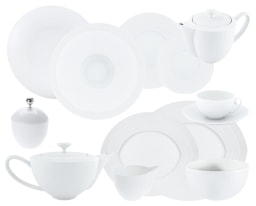 J.L Coquet, Hémisphère White Satin, Grand dining set for 8 persons