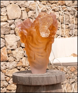 Daum, Rose Royale, Large gilded vase