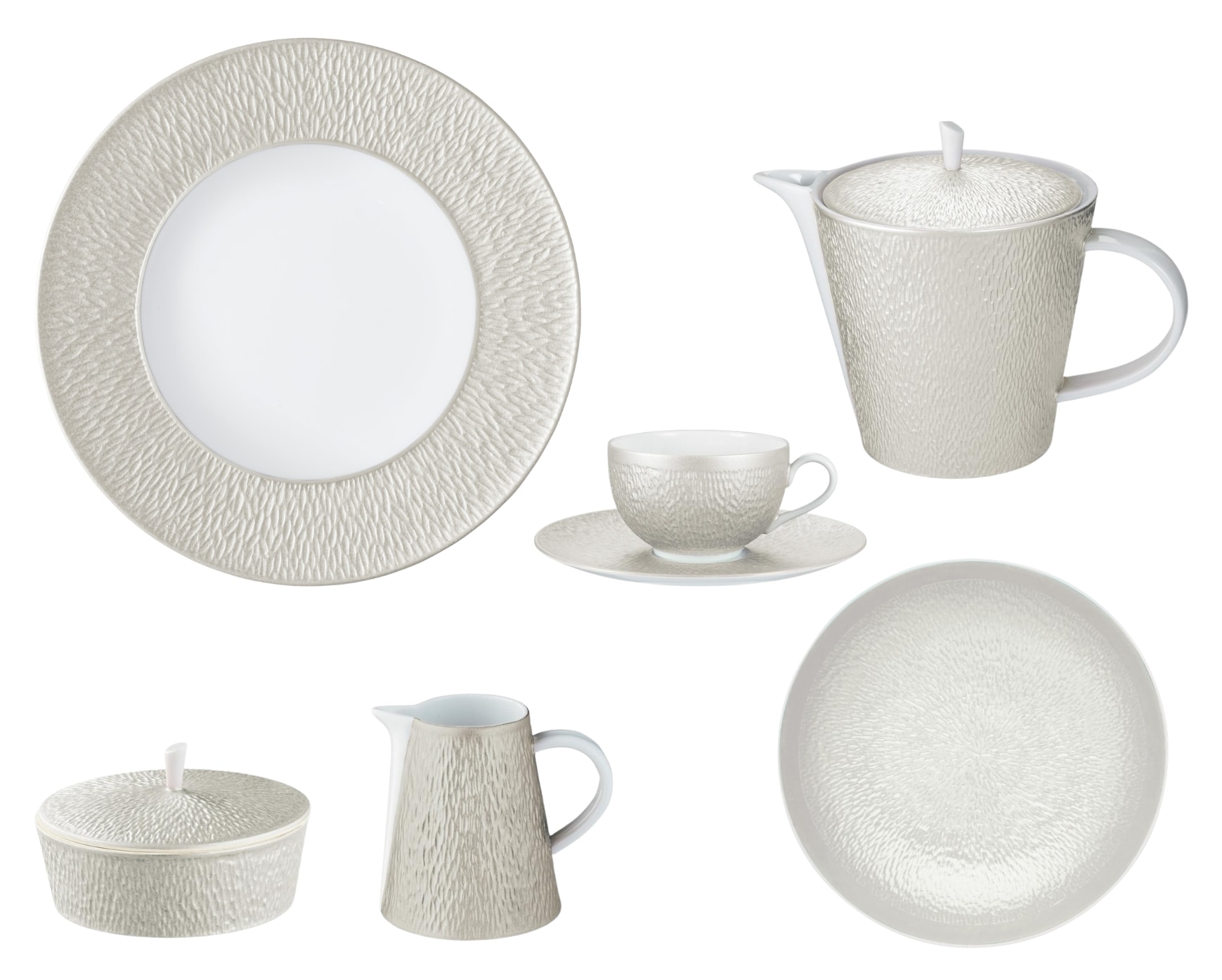 Raynaud, Minéral irisé Pearl Grey, Breakfast set for 6 persons