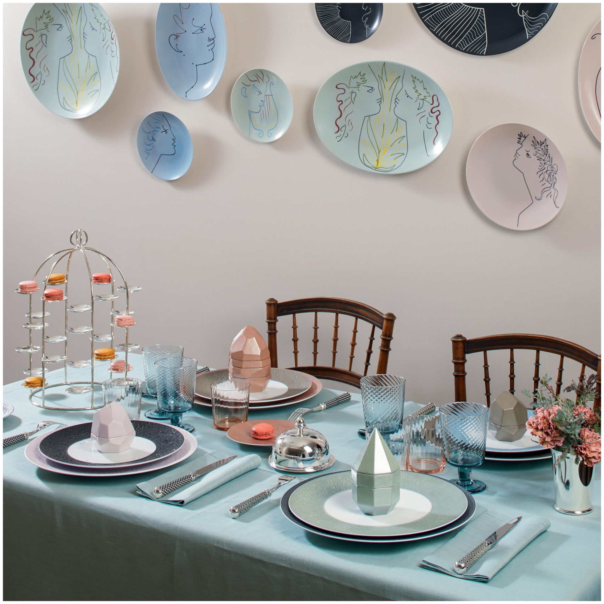 Raynaud, Minéral irisé Pearl Grey, Breakfast set for 6 persons
