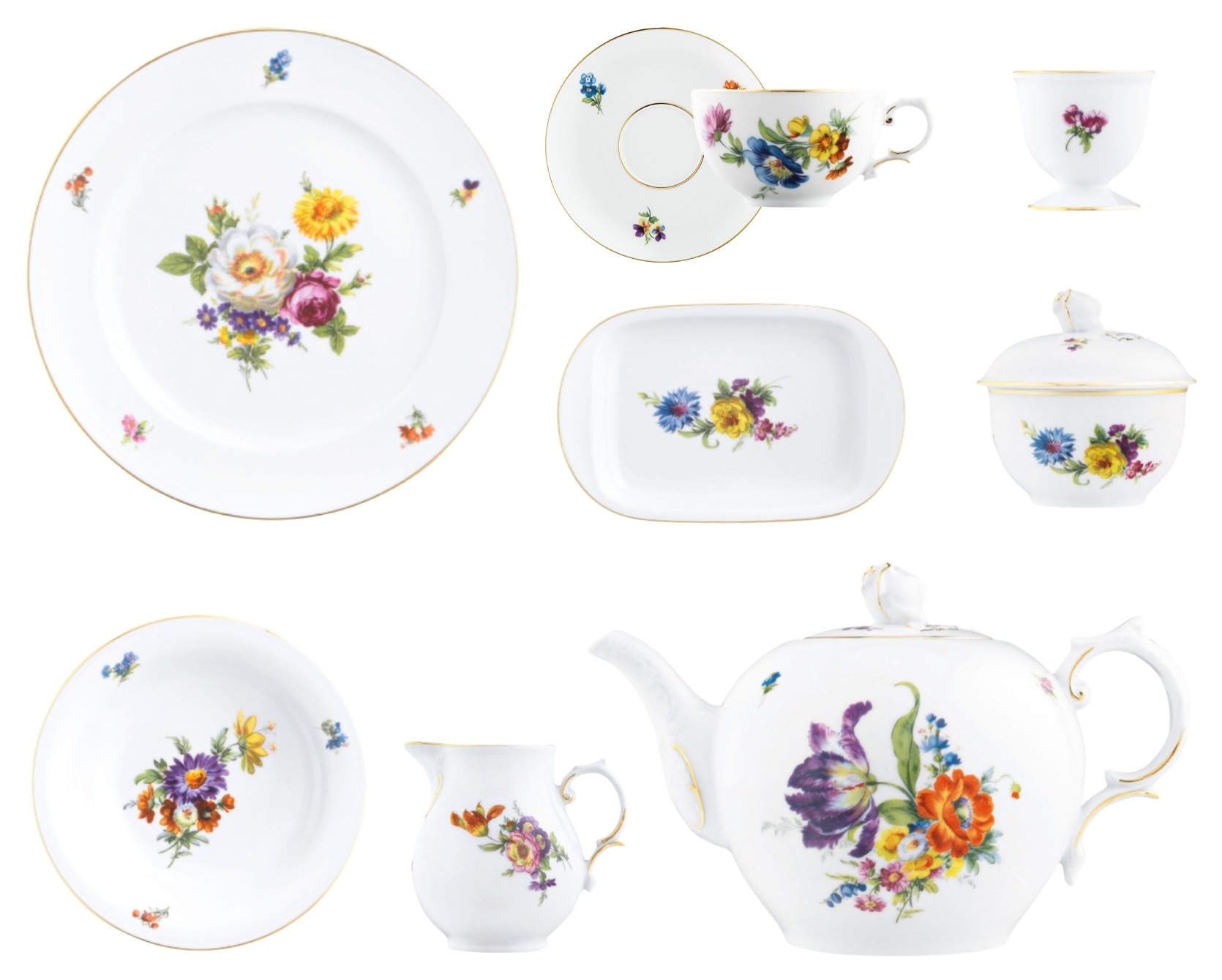 Fürstenberg Alt Fürstenberg bunte blume, Breakfast set for 6 persons