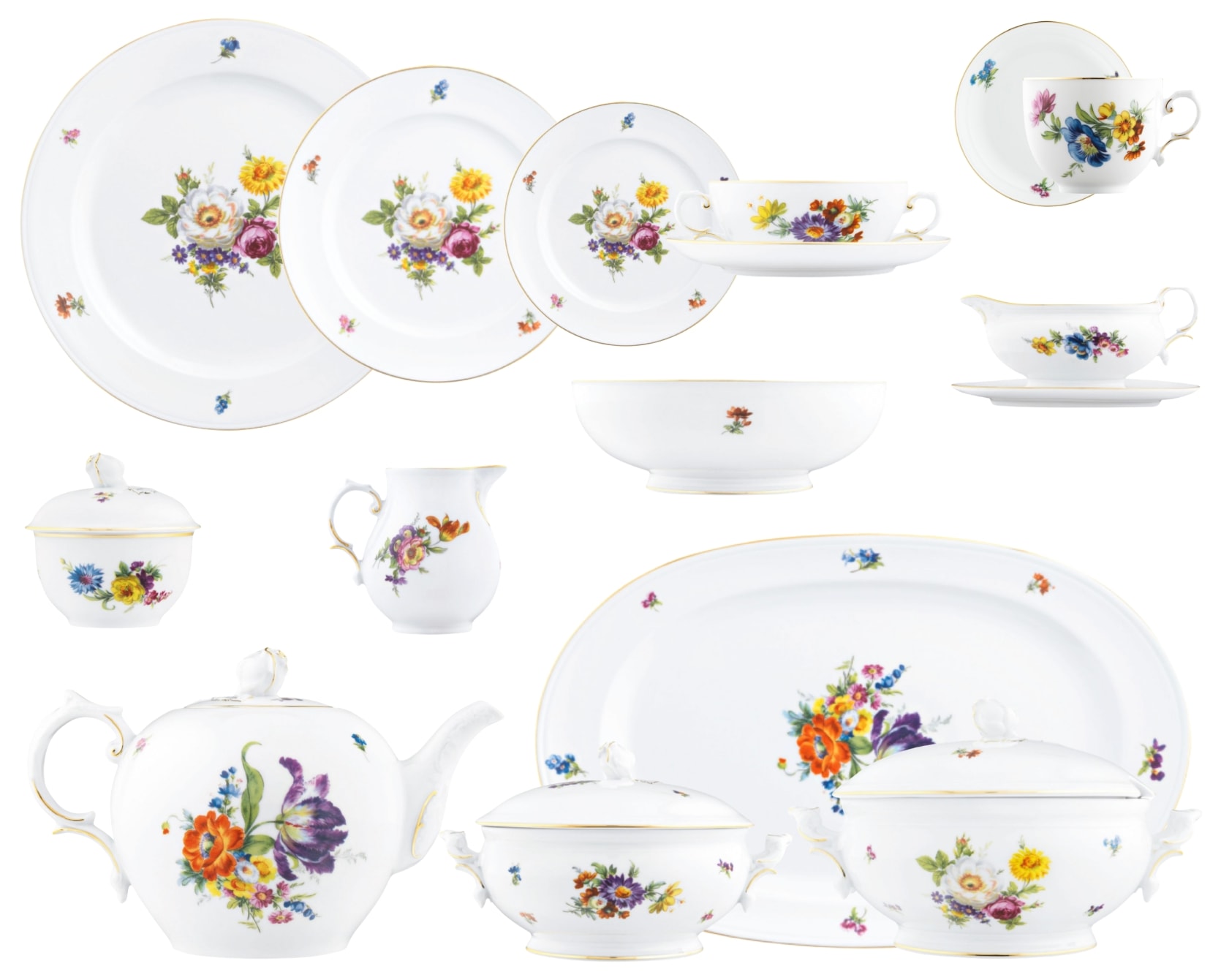 Fürstenberg Alt Fürstenberg bunte blume, Dinner set for 6 persons