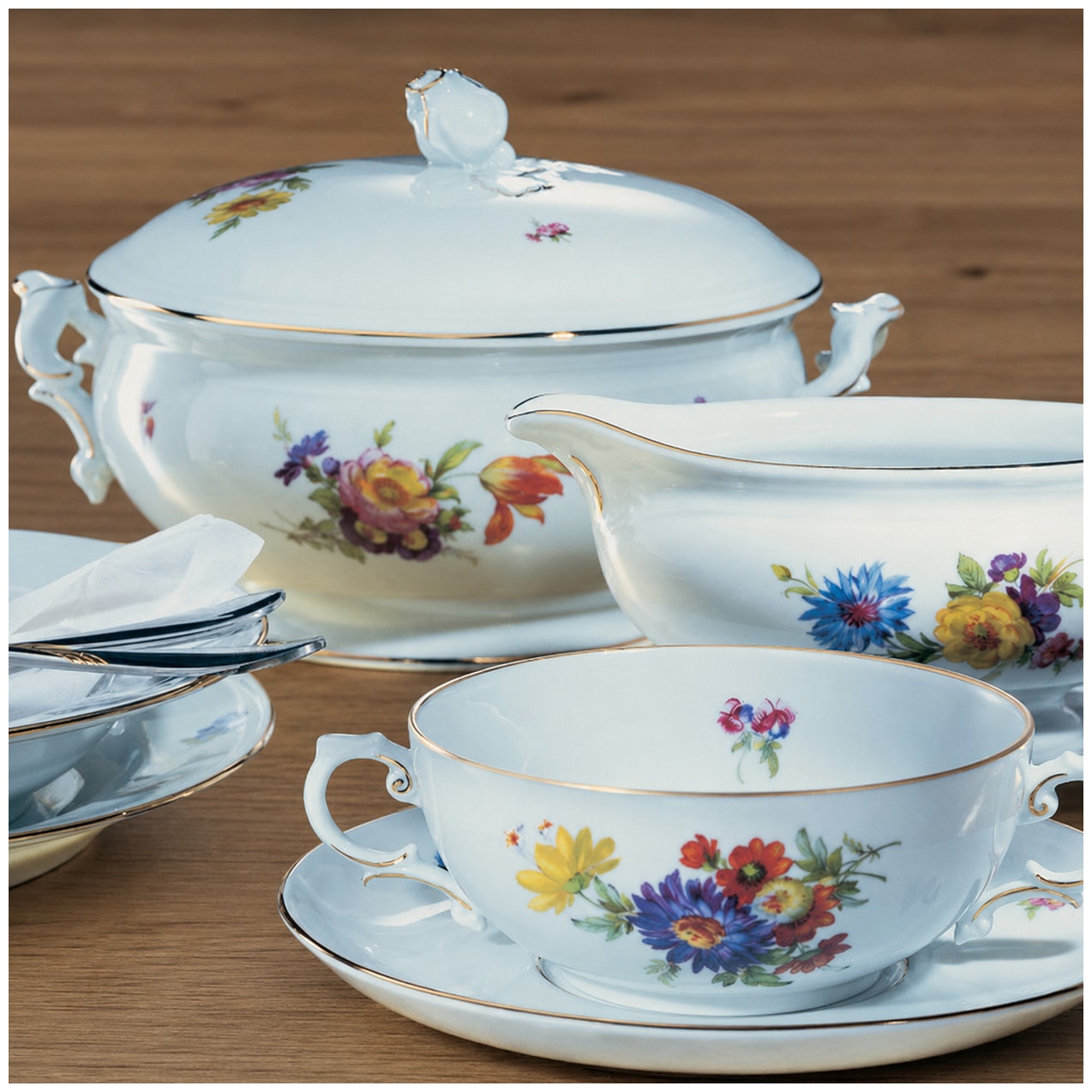 Fürstenberg Alt Fürstenberg bunte blume, Dinner set for 6 persons