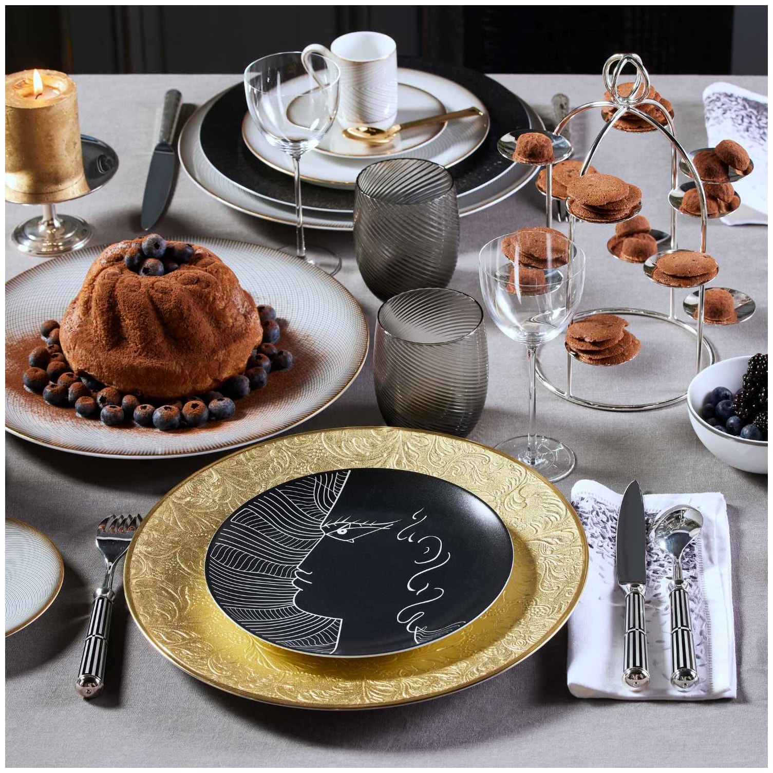 Raynaud, Minéral gold, Breakfast set for 6 persons
