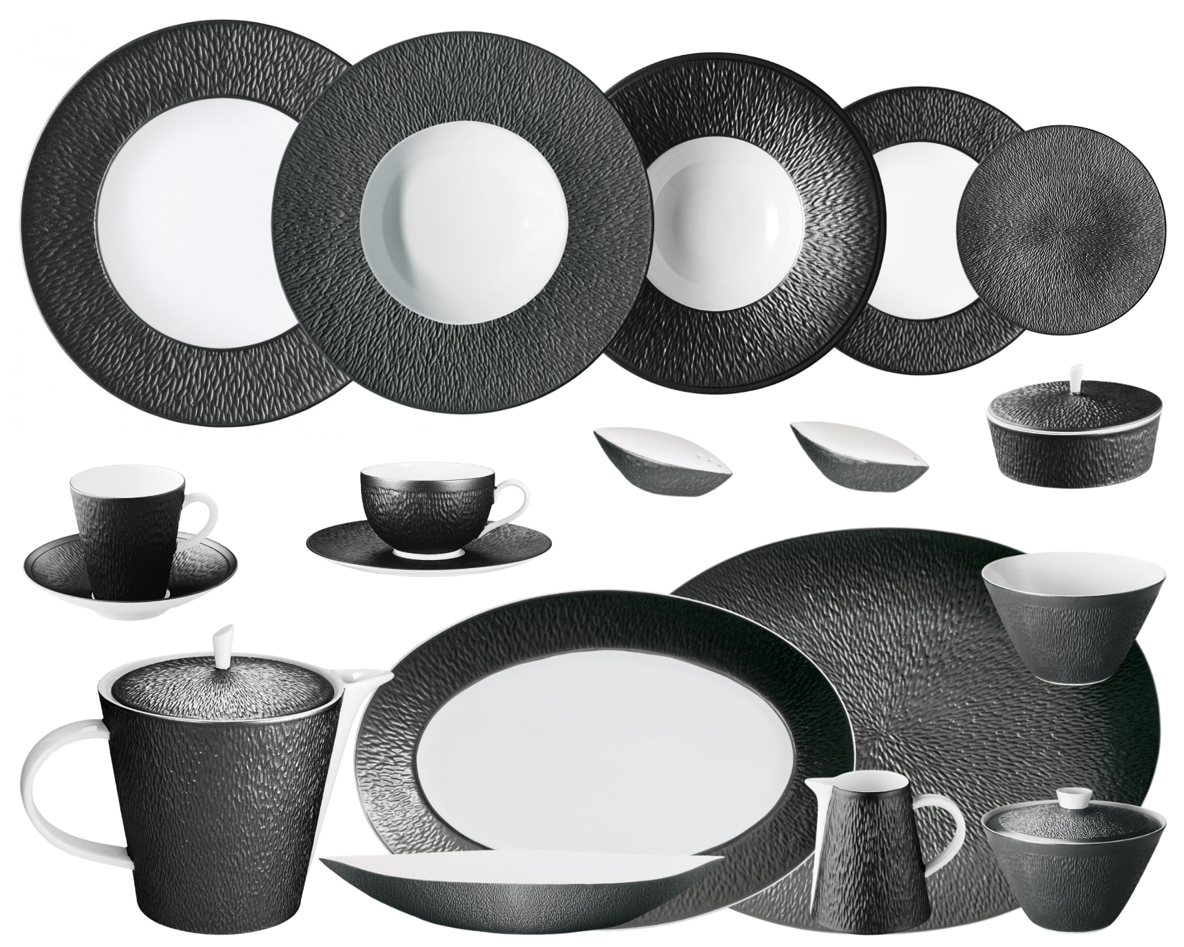 Raynaud, Minéral irisé Black, Grand dining set for 8 persons