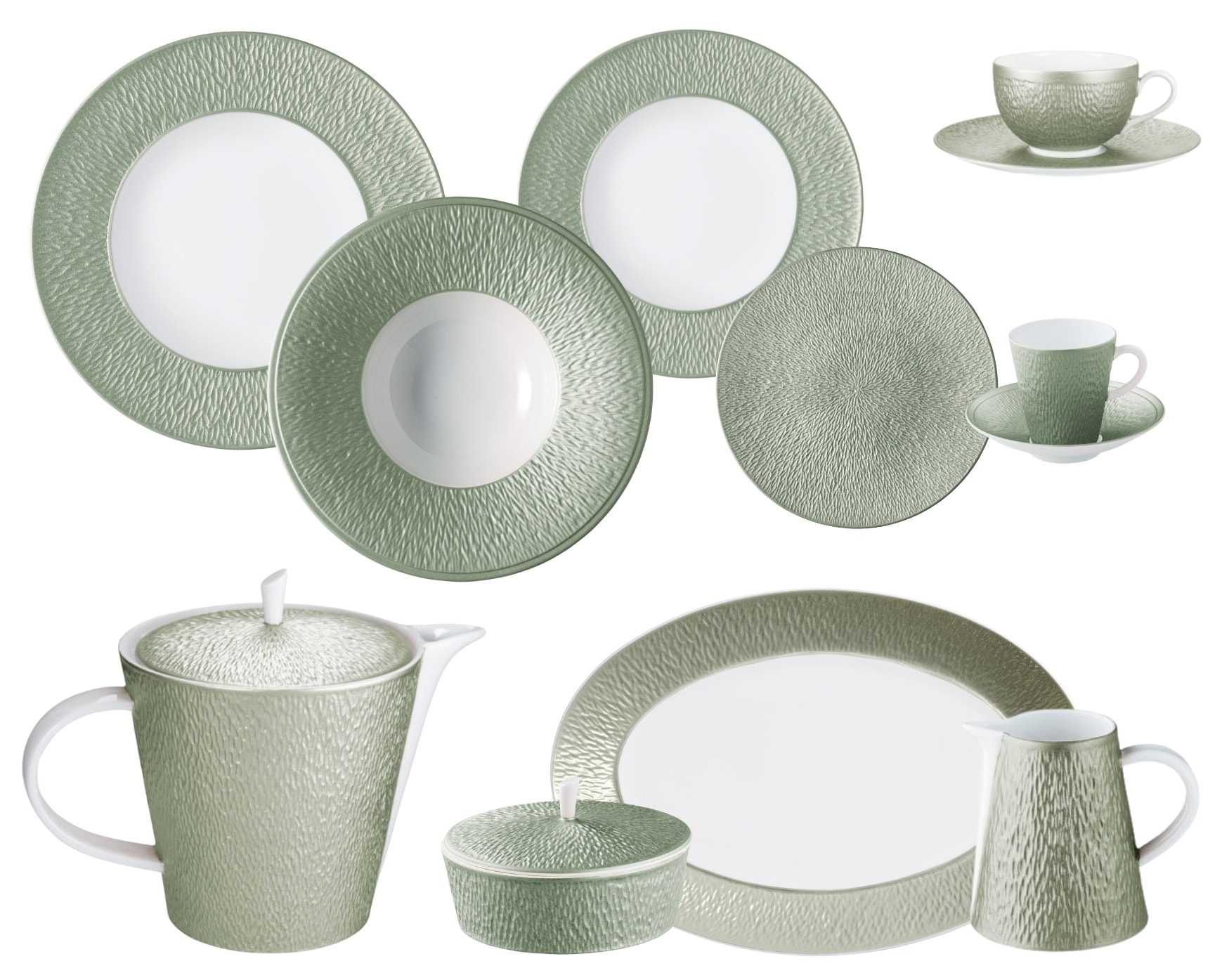 Raynaud, Minéral irisé Celadon, Essential set for 6 persons