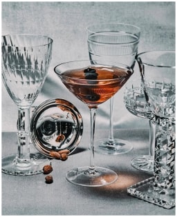Lobmeyr, Hoffmann Goblets, Stufenschliff Pokal, with square stepped foot