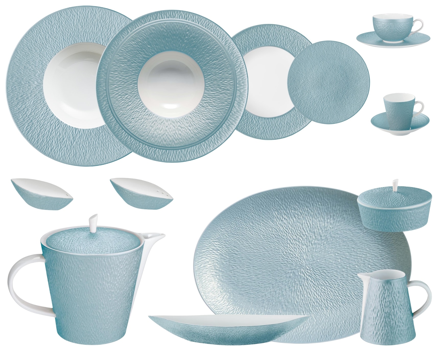 Raynaud, Minéral irisé Sky Blue, Dinner set for 6 persons
