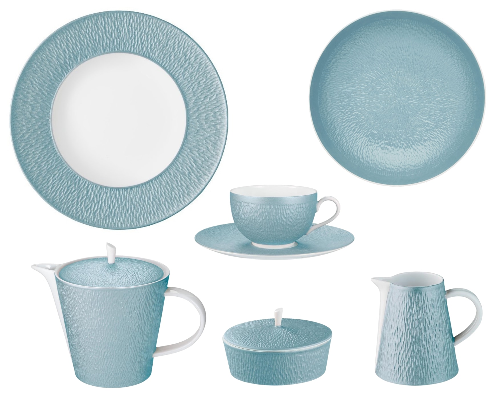 Raynaud, Minéral irisé Sky Blue, Breakfast set for 6 persons