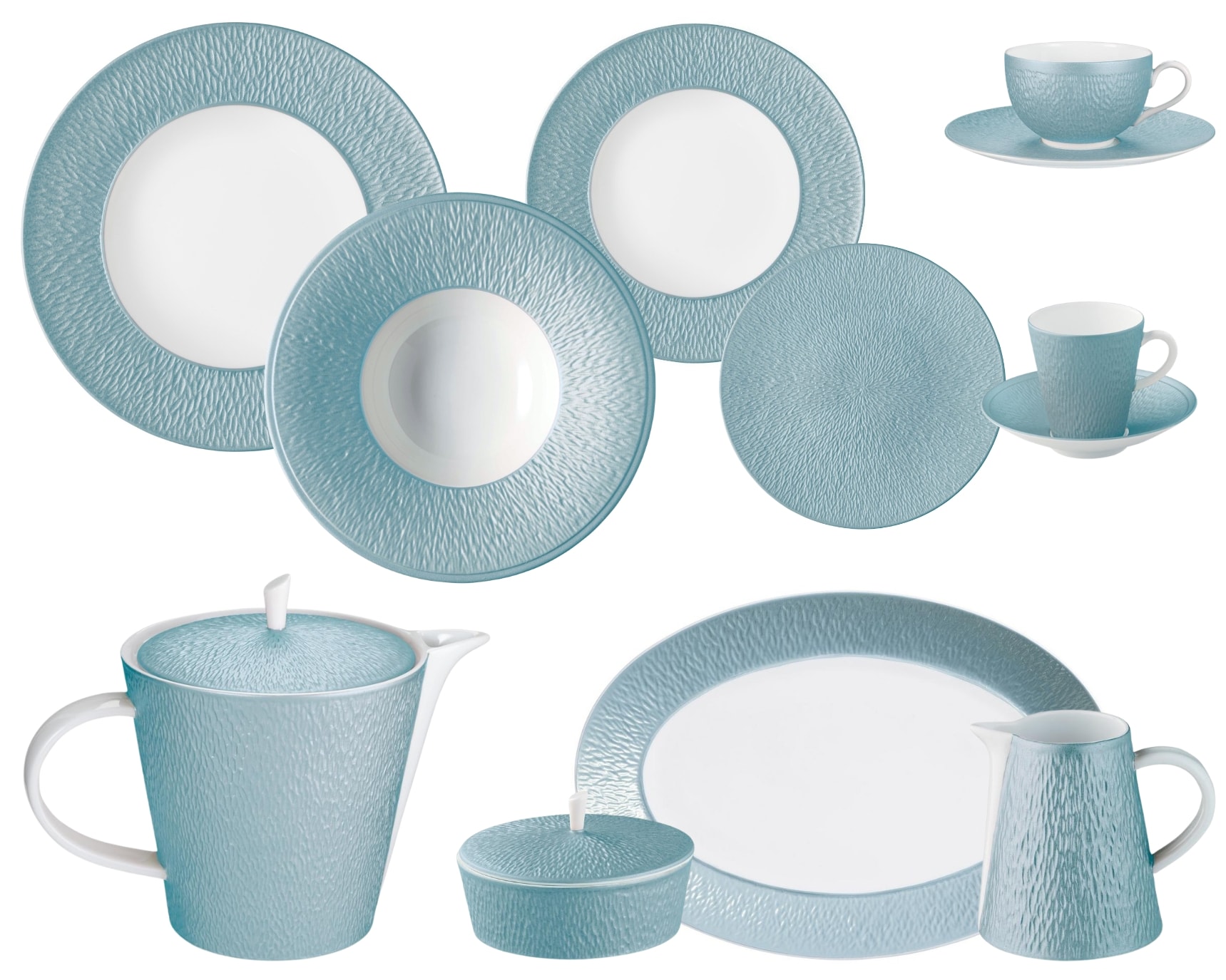 Raynaud, Minéral irisé Sky Blue, Essential set for 6 persons