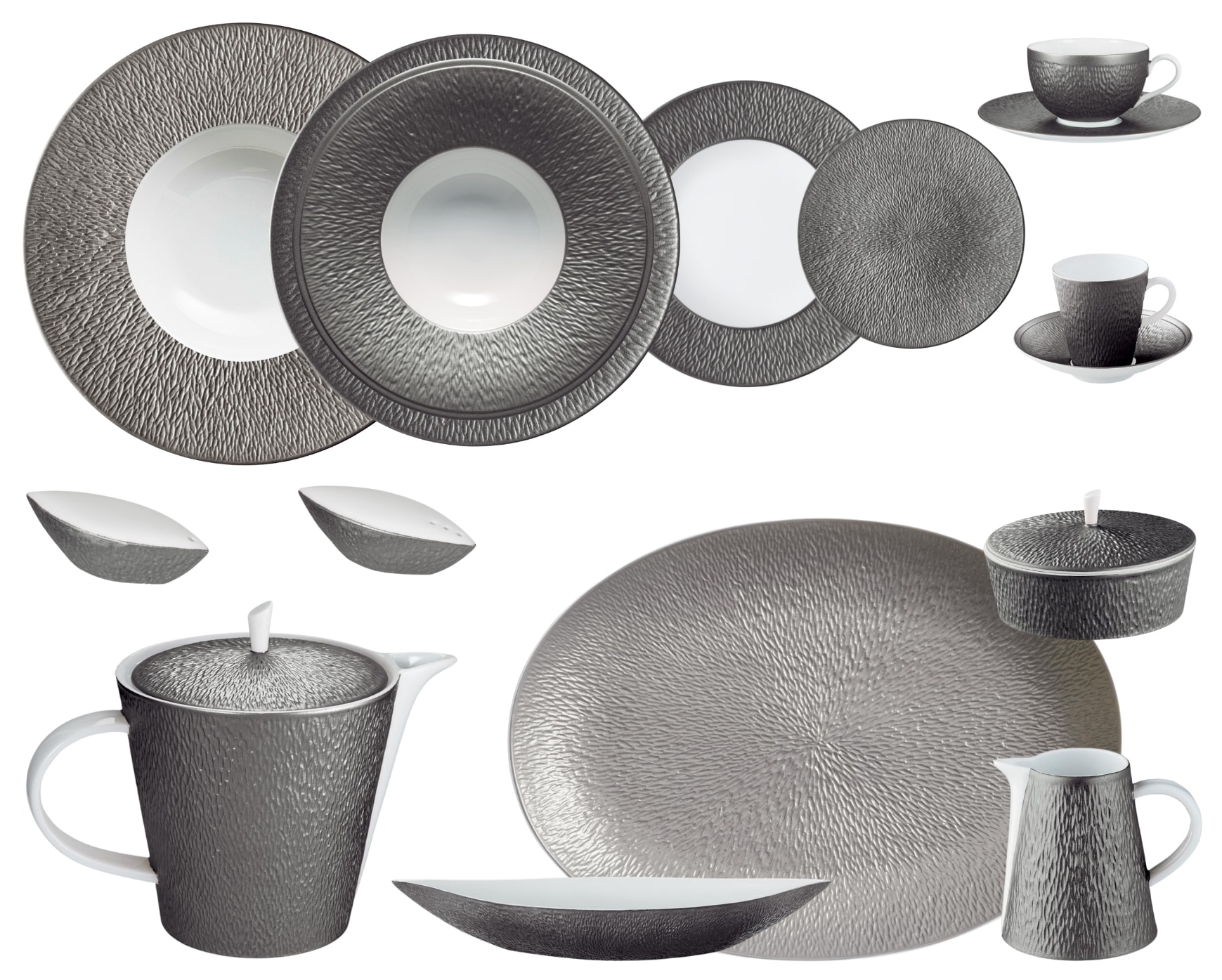 Raynaud, Minéral irisé Dark Grey, Dinner set for 6 persons