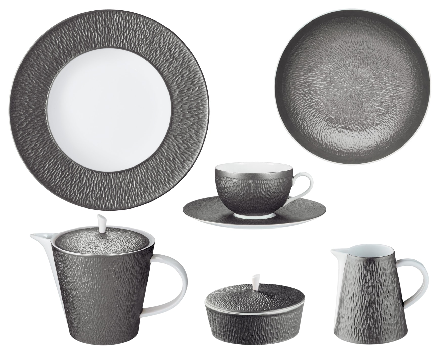 Raynaud, Minéral irisé Dark Grey, Breakfast set for 6 persons