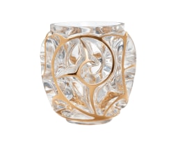 Lalique, Tourbillons vases, Xxl vase, pink gold leaves