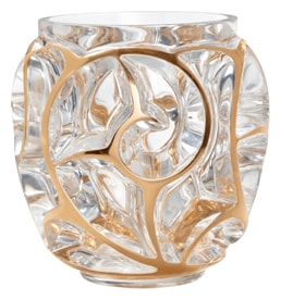 Lalique, Tourbillons vases, Xxl vase, pink gold leaves