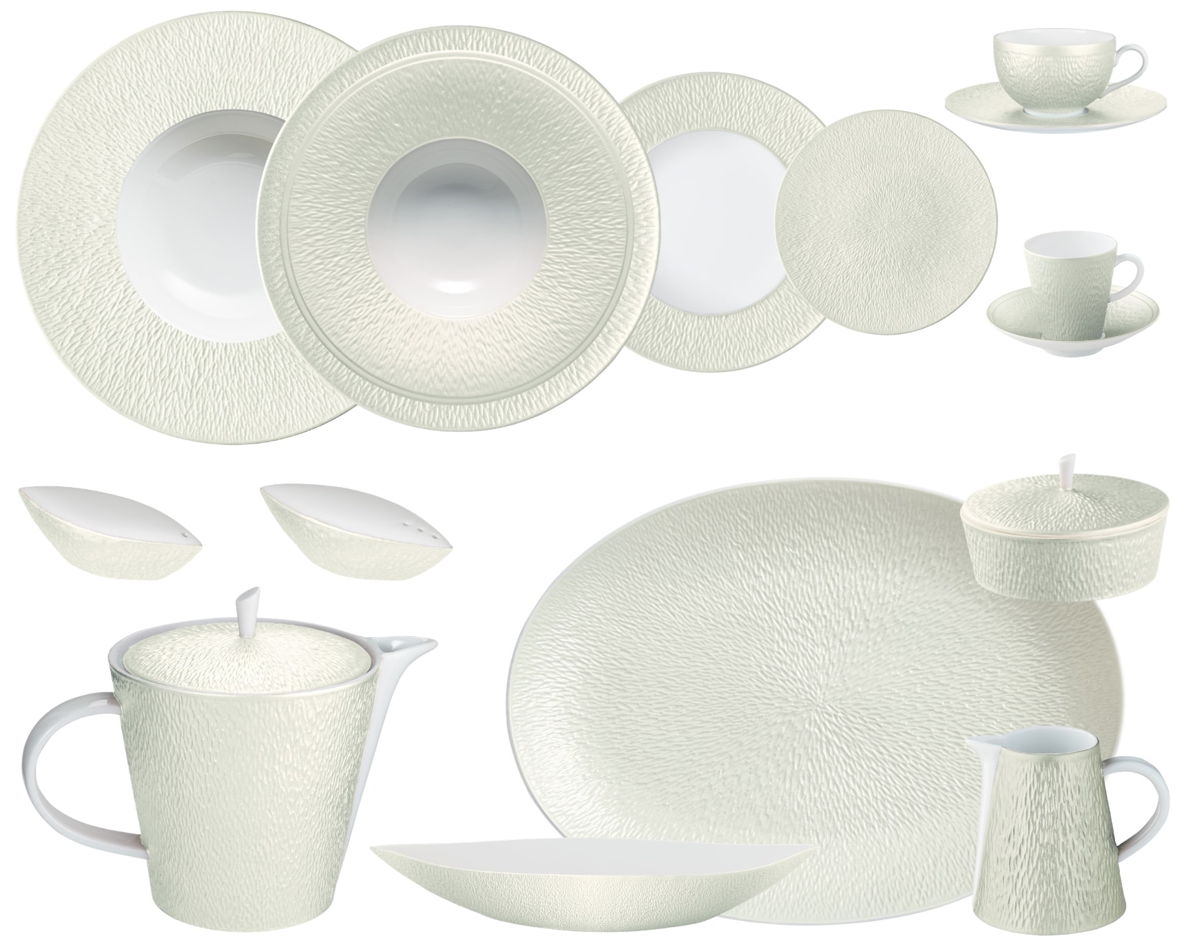 Raynaud, Minéral irisé Shell, Dinner set for 6 persons