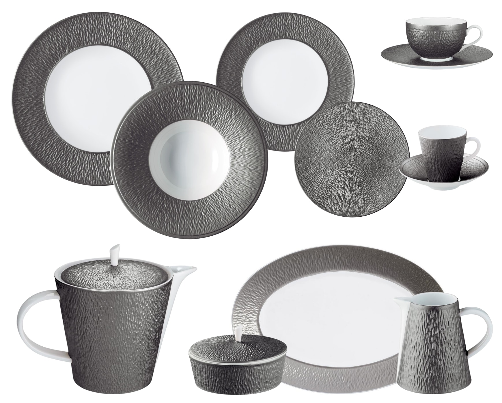 Raynaud, Minéral irisé Dark Grey, Essential set for 6 persons