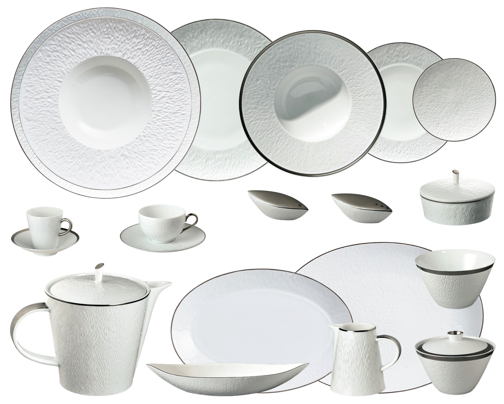 Raynaud, Minéral platinum, Grand dining set for 8 persons