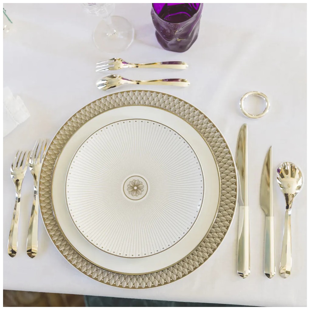 Christofle, Malmaison Impériale Platinum, Grand dining set for 8 persons