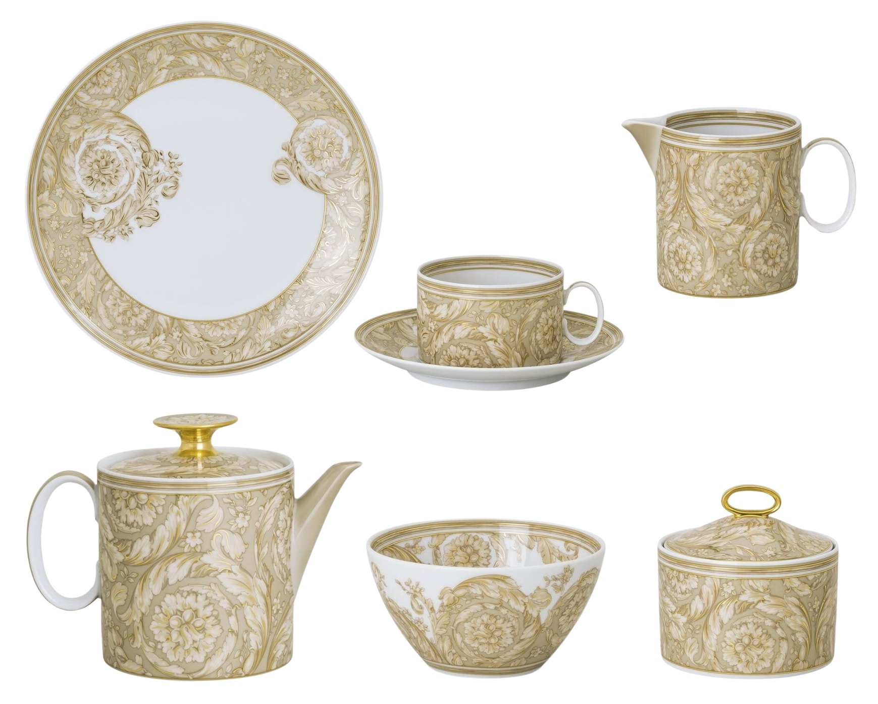 Versace, Barocco Beige, Breakfast set for 6 persons