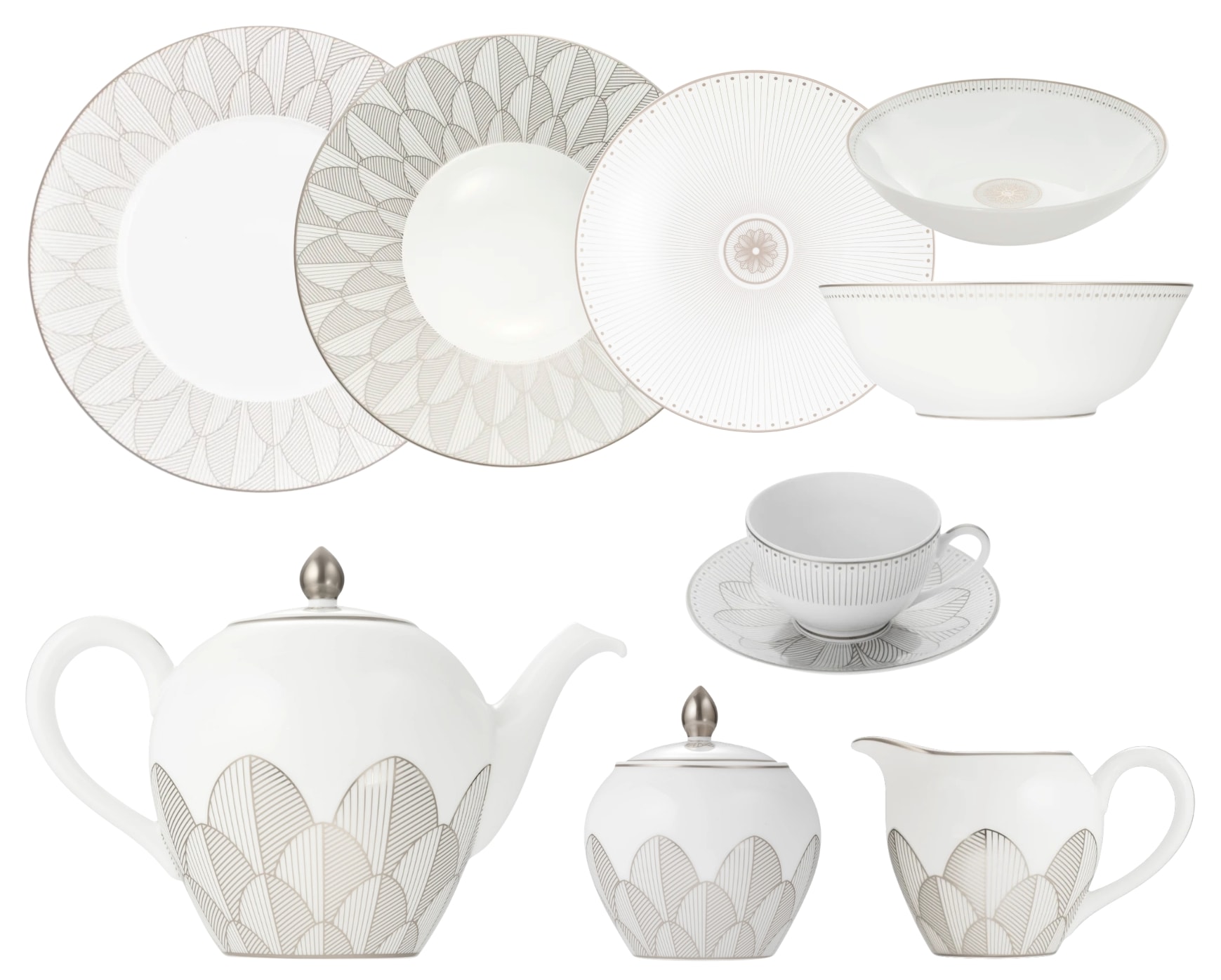 Christofle, Malmaison Impériale Platinum, Essential set for 6 persons